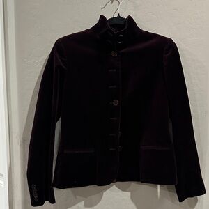 Lauren Ralph Lauren Velvet Stand Collar Blazer - Plum